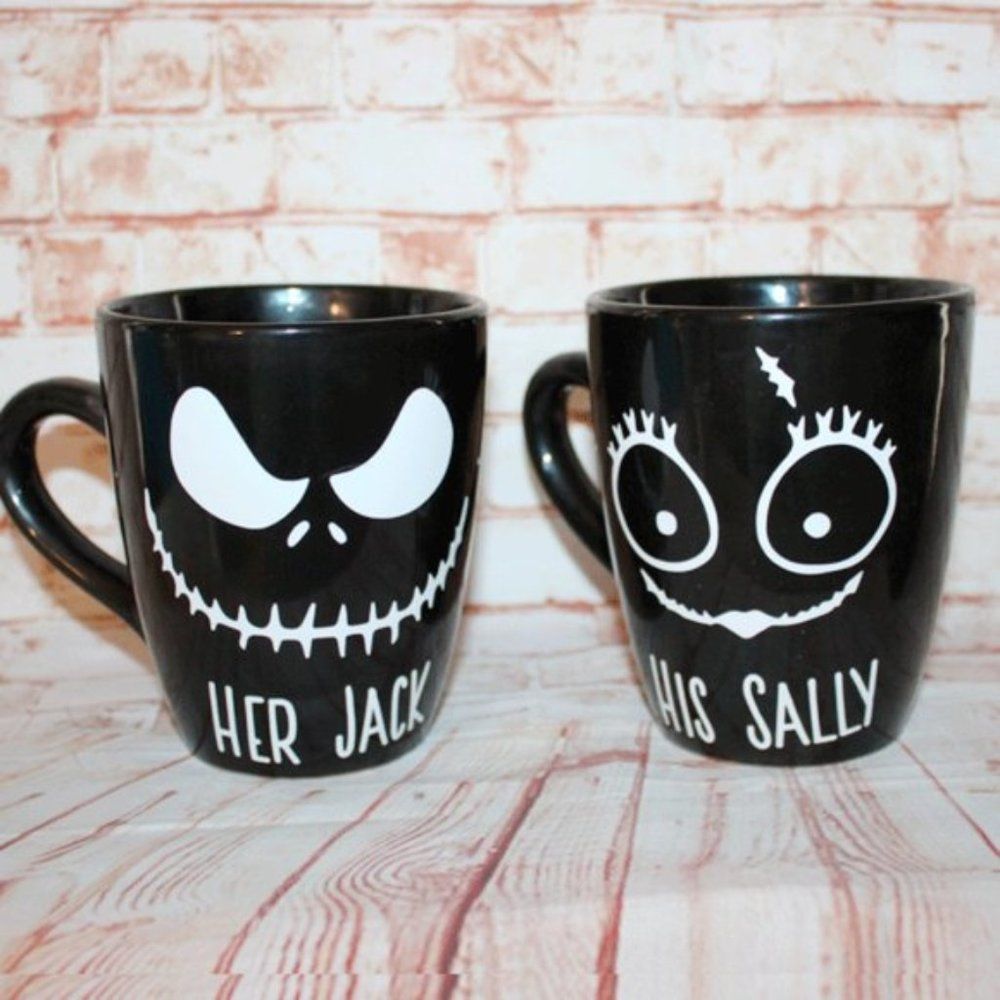 Nightmare Before Christmas Jack and Sally Mug Set